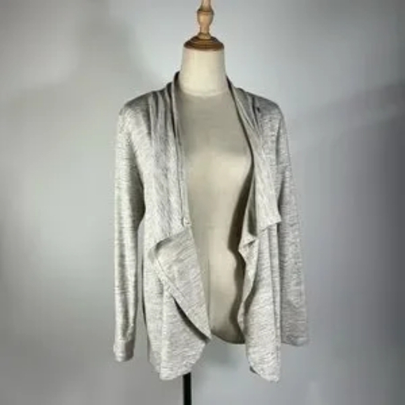 J. JILL Pure Jill Cross Over Wrap Cardigan Light Gray Pima Cotton Blend M - Picture 1 of 7